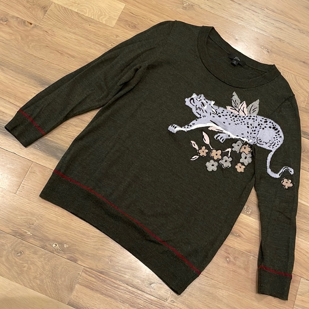 J. CREW Tippi Intarsia Wool Leopard Sweater